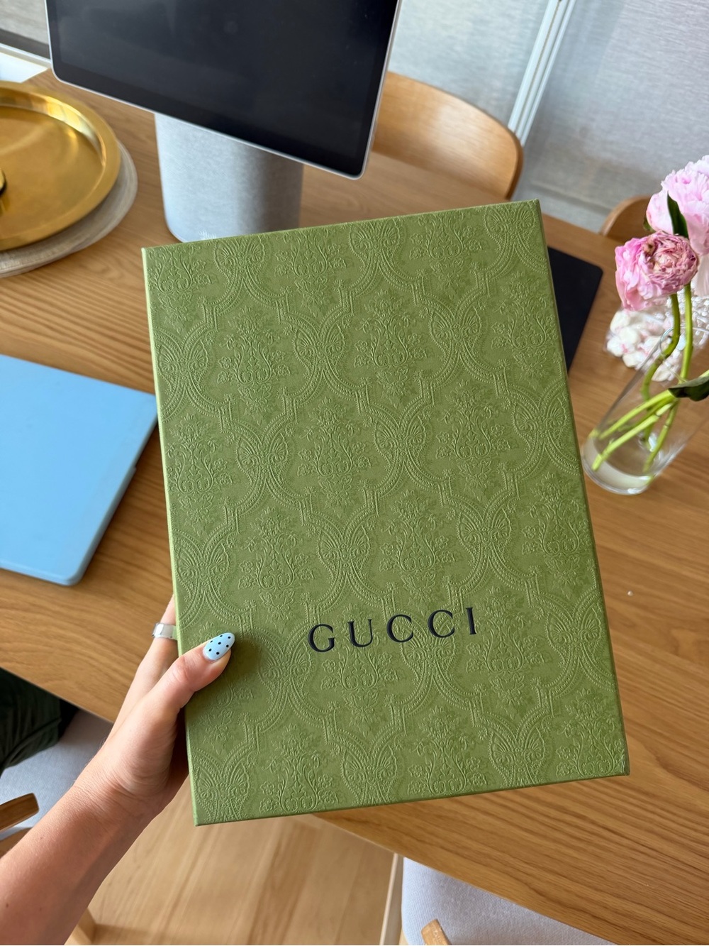 Gucci Olive Green Embossed Logo Gift Box